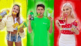 EATING ONLY ONE COLORED FOOD FOR 24 HOURS  Brent Rivera [upl. by Hayidan]