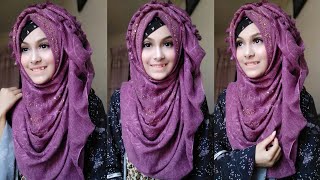 Gorgeous party hijab tutorial 2019  Noshin Nower ❤ [upl. by Ydnis57]