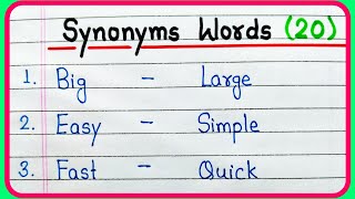 Synonyms words  20 Synonyms words in English  Common Synonyms words  What is Synonyms [upl. by Horten]