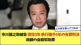 市川猿之助被告 懲役3年 執行猶予5年の有罪判決 両親の自殺幇助罪 [upl. by Dareen278]