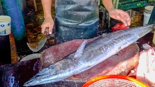 FISH MARKET ACEHNESEE 2024 🔪🔥 FAST WAHOO FISH CUTTING SKILLS FOR STEAK FOOD [upl. by Vil868]