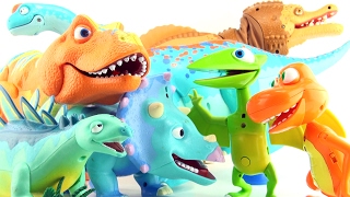 7 Dinosaur Train dinosaurs  Spinosaurus Tyrannosaurus Argentinosaurus  Colorful Dinosaur toys [upl. by Pardner]