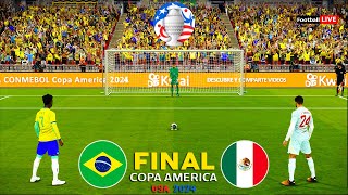 BRAZIL vs MEXICO  FINAL Copa America 2024  Penalty Shootout  Vinicius vs Mexico  eFootball PES [upl. by Hirai]