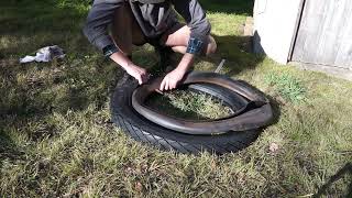 Model T Ford clincher tyre replacement [upl. by Nahtanod689]