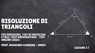 Tolc Matematica di base Superiori e Tolc Medicina Lez71 Trigonometria e risoluzione triangoli [upl. by Esilec]