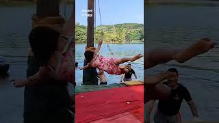 🍋3522🧚‍♀️This is a fun game 🧚🧚‍♀️🧚‍♂️Rope swing watersports challenge wateswing rshorts [upl. by Arayt143]