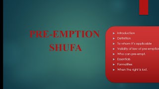 Preemption Shufa Under Muslim Law [upl. by Magree315]