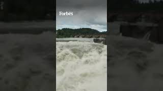 Honefoss River Bursts In Norway Following Severe Floods Triggered By Storm Hans [upl. by Aillij]