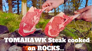 How to Cook TOMAHAWK Steak on Rocks ASMR Outdoor CookingRelaxing Video [upl. by Eckhardt148]