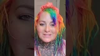 Hairdresser Reacts To Rainbow Hair Color That Also Glow 🤯 [upl. by Oatis323]