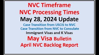 NVC Processing Times As of May 28 2024  May Visa Bulletin  April NVC Backlog Report [upl. by Matthaeus927]