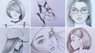 6 easy girl drawing ideas  part  6   Pencil sketch Tutorials  Art Videos [upl. by Nimesh]