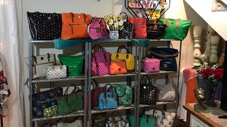 Dooney and Bourke display wall colorful spring fun bags decorated bags dooney display [upl. by Callista886]