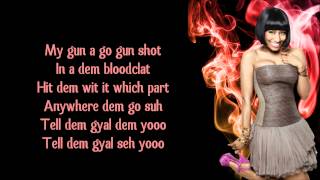 Nicki Minaj  Gun Shot ft Beenie Man Lyrics Video [upl. by Rabiah]