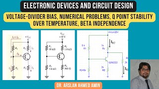 VoltageDivider Bias Numerical Problems Q Point Stability over Temperature Beta Independence [upl. by Newcomer]