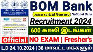 Bank of Maharashtra BOM Apprentices Recruitment 2024 – Apply Online for 600 Posts [upl. by Sobmalarah]