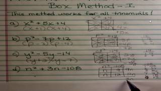 Factoring Trinomials Box Method Part1 [upl. by Kcirdez843]