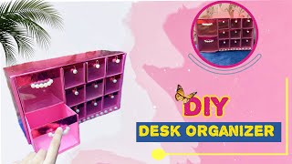 How to make Desk Organizer  Easy Paper Craft  DIY Homemade Organizer  DIY Jewellery Organizer [upl. by Harimas]