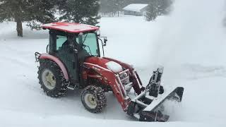 Front mounted hydraulic snow blower on tractor with PTO mounted hydraulic power unit [upl. by Swaine164]