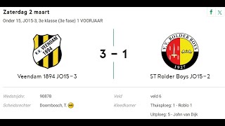 Voetbalwedstrijd JO15 02032024 Veendam1894 JO153 tegen ST Rolde Boys JO152 [upl. by Hirza711]