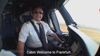 Pilotseyetv  Lufthansa A380 Descent and Landing  Frankfurt English Subtitles [upl. by Manheim]