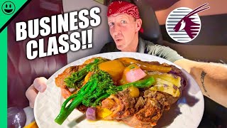 I Paid 4000 For This Outrageous Business Class Food on Qatar Airways [upl. by Yt]