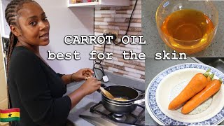 How to Make CARROT OIL at home for smooth  Anti Ageing Skin amp hair  helps Acne  Sunyani Ghana [upl. by Ribaj]