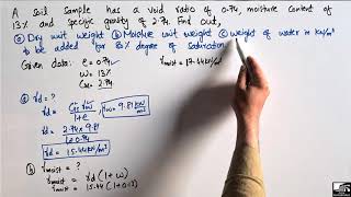 Dry unit weight Moisture unit weight Porosity and Void ratio  Soil mechanics [upl. by Eeniffar]