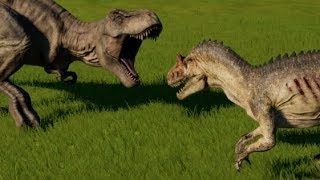 Jurassic World Evolution  Allosaurus vs Tyrannosaurus Rex 1080p 60FPS [upl. by Aicilav212]