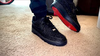 Air Force 1 “Black Glitter Red Bottom” HazardCustoms Review OnFeet [upl. by Purcell]