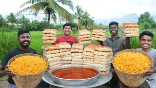 PAV BHAJI  Mumbai Special Street Food Misal Pav Recipe  Village Food [upl. by Kcirddet]