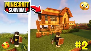 I Made A Beautiful House In Minecraft Survival ✨  Minecraft Survival Series 2 [upl. by Corina]