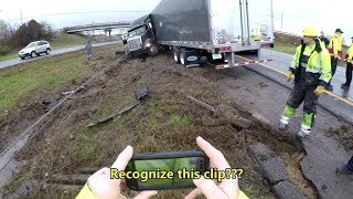 Jackknifed tractor trailer nearly crashes into ambulance building in Pennsylvania [upl. by Euginimod]