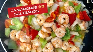 CAMARONES 🍤SALTEADOS ‼️ SÚPER FACIL Y SABROSOS OFE COMPARTE [upl. by Ajnek]