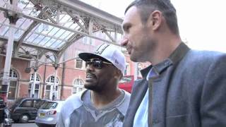 Vitali Klitschko v Dereck Chisora with Robin Reliant Head to Head Arrival  for iFILM LONDON [upl. by Jea]