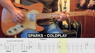 Sparks Coldplay Cover • Guitar Tab • Tutorial • Lesson [upl. by Nnylg]