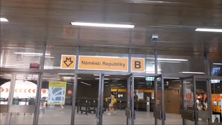 🚇Prague Metro 🇨🇿 Náměstí Republiky  Hlavní nádraží [upl. by Iams]