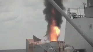 Canadian Navy ship test fires Evolved SeaSparrow missile system  RIM162 [upl. by Beaumont]