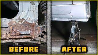 Rusty CAR BODY Restoration I used MMA inverter Stick WELDER  Paint ROLLER [upl. by Peugia793]