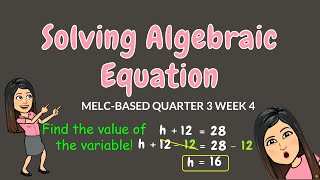 SOLVING ALGEBRAIC EQUATIONS  GRADE 6 [upl. by Avir]