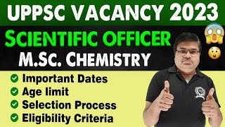 UPPSC Scientific officer Vacancy  UPPSC Recruitment  msc chemistry jobs [upl. by Irita]