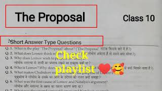 The Proposal Class 10 English Short Question Answer  The Proposal Short Question  In Hindi [upl. by Ekud]