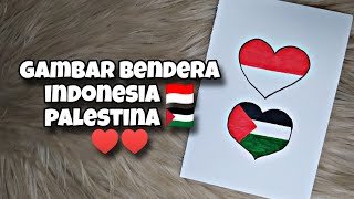 gambar bendera Indonesia 🇮🇩 dan palestina 🇵🇸 ♥️♥️ [upl. by Pincas]