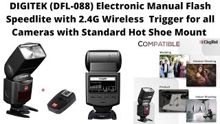 digitek dfl088 manual flash Speedlite with drm009 wireless Trigger for onoff camera Photography [upl. by Nitneuq]