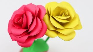 How to Make Very Easy and Simple Paper Rose Rosen aus Notizzetteln Paper flowers EzzyCraftsDIY [upl. by Asabi789]