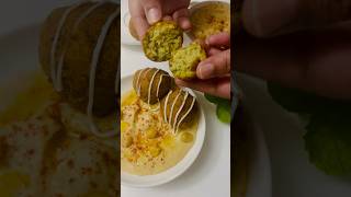 Falafel with Hummus hummus mediterranean mediterraneanflavors partysnacks crispy delicious [upl. by Askari644]