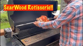 First Try Rotisserie Chicken on the Weber SearWood XL [upl. by Ynnus]