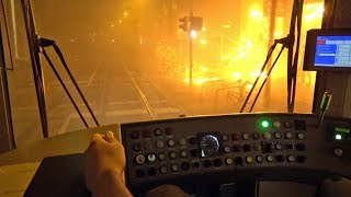 Mit der Stadtbahn durchs Silvesterfeuerwerk  RTWEinsatz Eskorte dichter Nebel 4K [upl. by Bibbye]