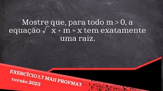 MA11 cap1 exercício 17 versão 2023 mestrado profmat [upl. by Micki]