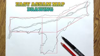 Easy way to draw Assam map step by step [upl. by Sitof]